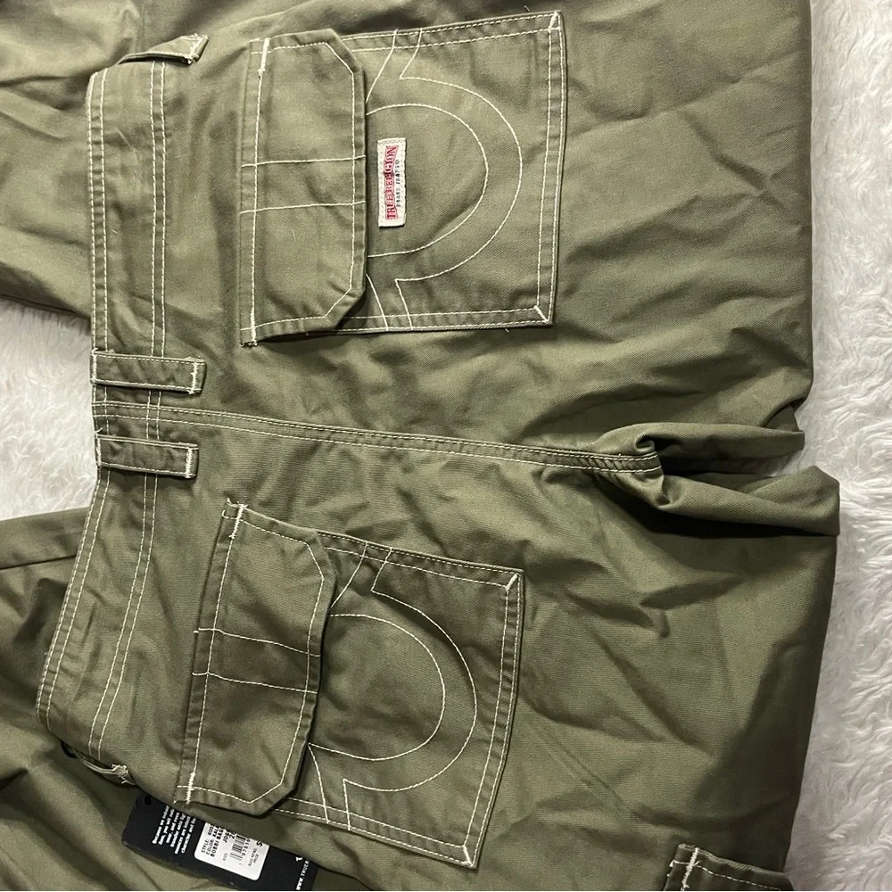 TRUE RELIGION OLIVE/MILITARY BOBBI BAGGY CARGO JOGGERS BIG T PANTS SIZE 26